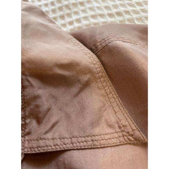 VTG Marnie West 100% Silk Button Up Tan/ Brown Minimalist Blouse Large - Picture 6 of 12